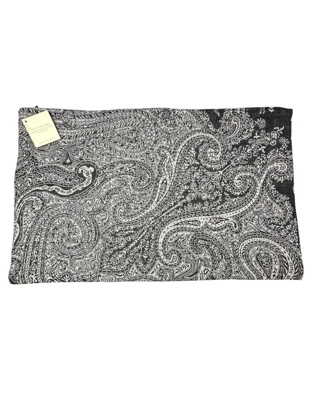 Pottery Barn Jacquard Velvet Lumbar Pillow Cover Set Black White Paisley 16x26